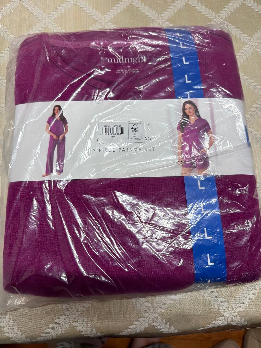 Midnight Carole 3-Piece Pajama Set - Pink (Size L) - New in Package B28